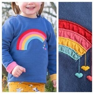 Kite Blue Rainbow Appliqué Organic Cotton Sweatshirt